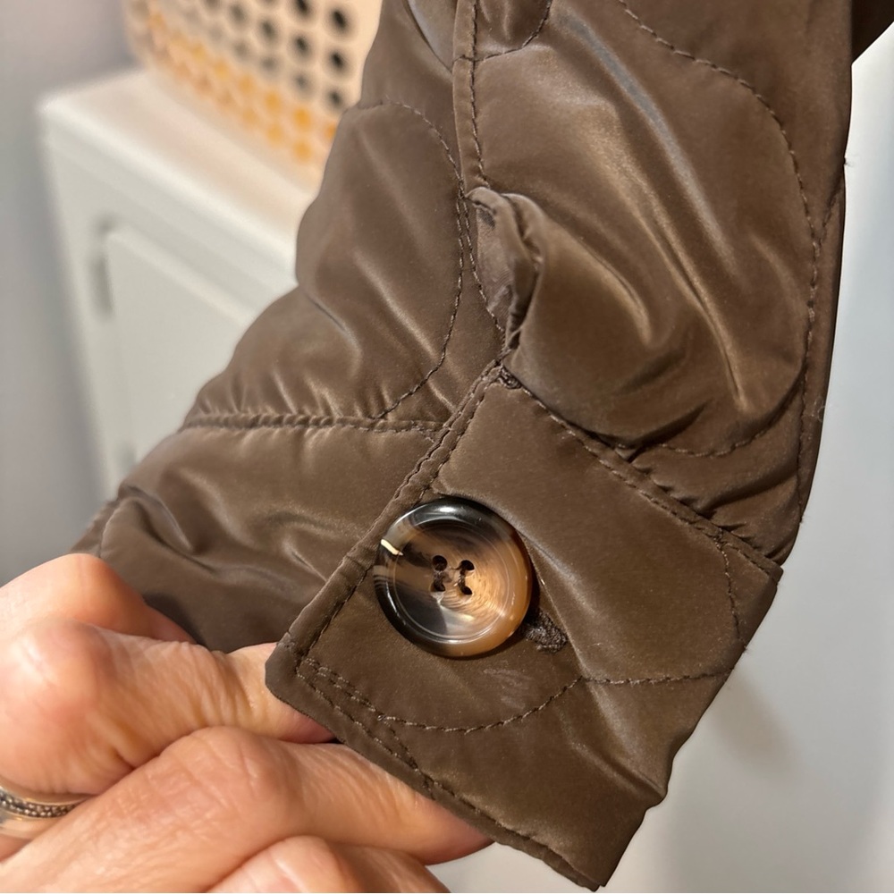 Anthropologie dra Los Angeles Mable Exaggerated Collar Brown Quilted Jacket Sz M - Picture 6 of 10
